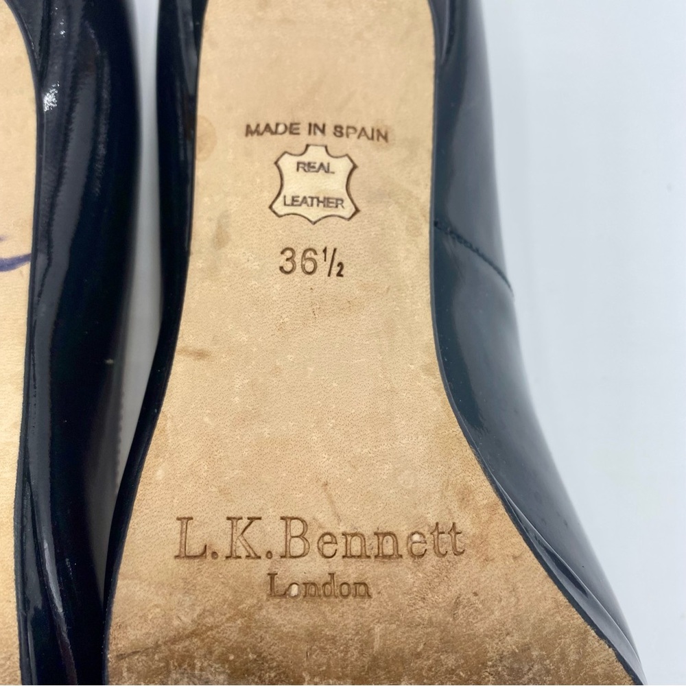 L.K. Bennett Black Patent Leather Platform Pump Court Shoe Size 36.5 / US 5.5 - Picture 12 of 16